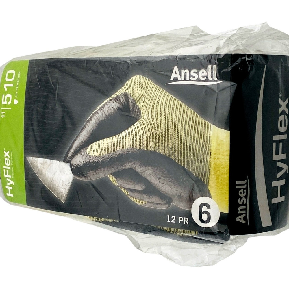Ansell HyFlex 11-510 Work Gloves Cut Resistant Size 6 Latex Free 12 Pack New